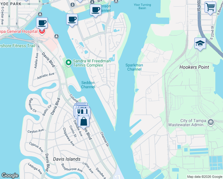 map of restaurants, bars, coffee shops, grocery stores, and more near 945 Hemingway Circle in Tampa