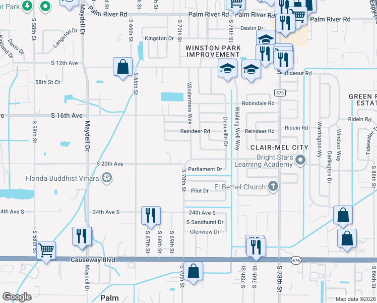 map of restaurants, bars, coffee shops, grocery stores, and more near 1713 Windermere Way in Tampa