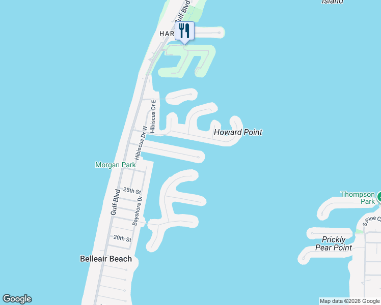 map of restaurants, bars, coffee shops, grocery stores, and more near 227 Howard Drive in Belleair Beach