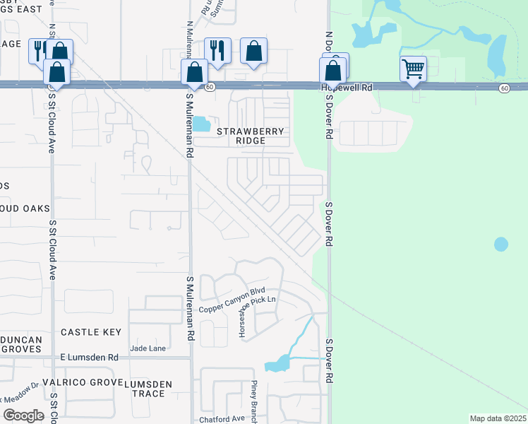 map of restaurants, bars, coffee shops, grocery stores, and more near 516 Klickety Klak Lane in Valrico