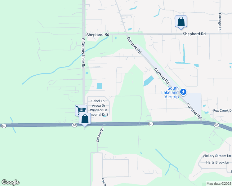 map of restaurants, bars, coffee shops, grocery stores, and more near 580 Paraiso Drive in Mulberry