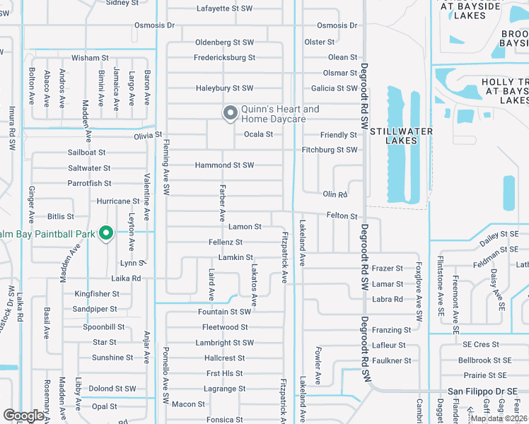 map of restaurants, bars, coffee shops, grocery stores, and more near 427 J T Sancho Street Southwest in Palm Bay
