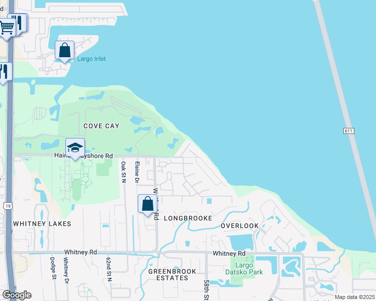 map of restaurants, bars, coffee shops, grocery stores, and more near 2980 Haines Bayshore Road in Clearwater