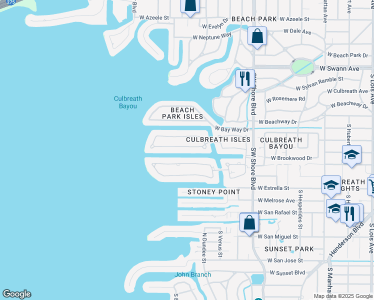map of restaurants, bars, coffee shops, grocery stores, and more near 4912 New Providence Avenue in Tampa
