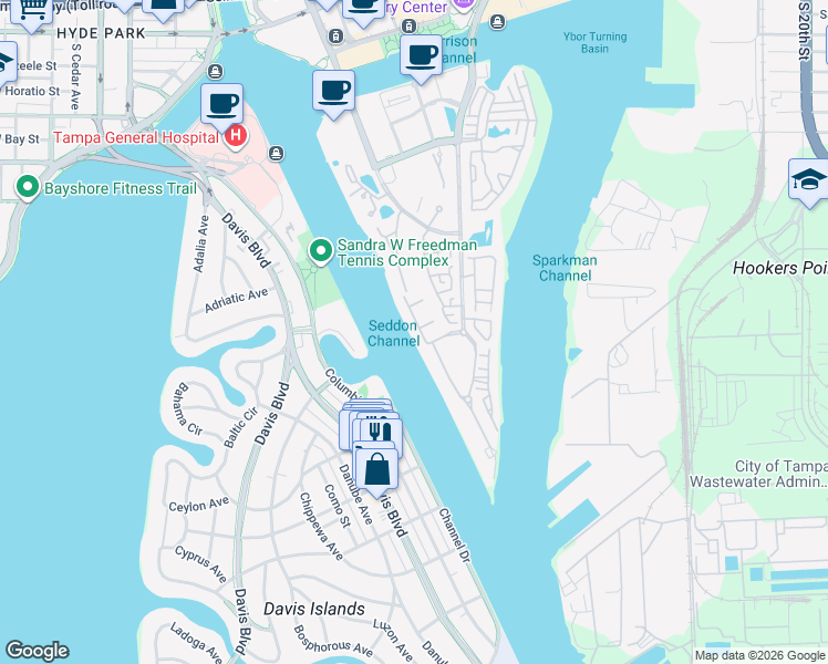 map of restaurants, bars, coffee shops, grocery stores, and more near 1035 Royal Pass Road in Tampa