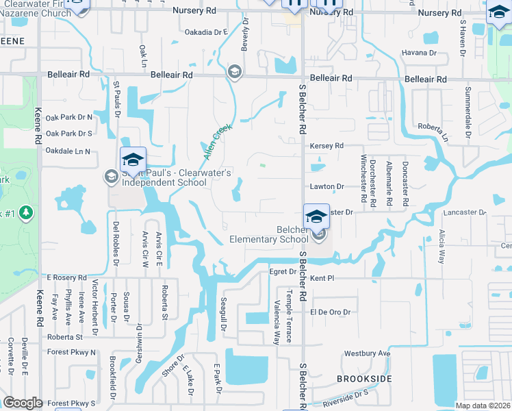 map of restaurants, bars, coffee shops, grocery stores, and more near 2132 Long Bow Lane in Clearwater
