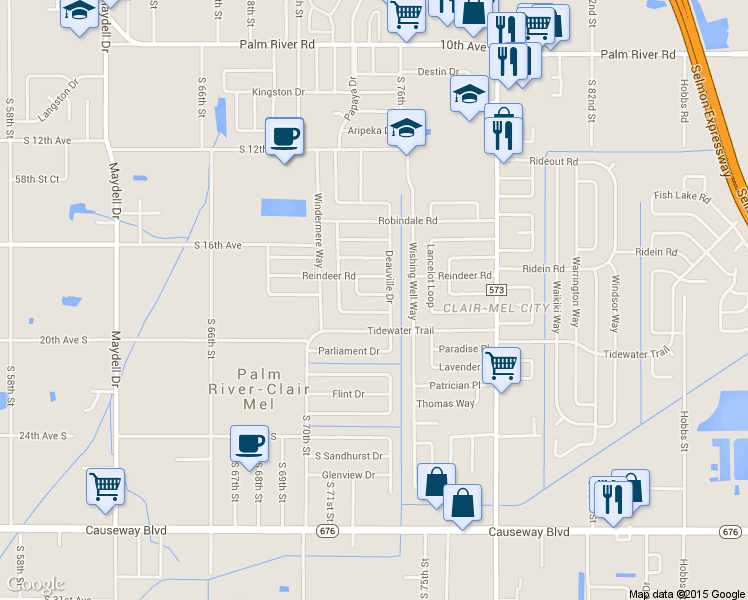 map of restaurants, bars, coffee shops, grocery stores, and more near 7215 Lily Pad Ln in Tampa