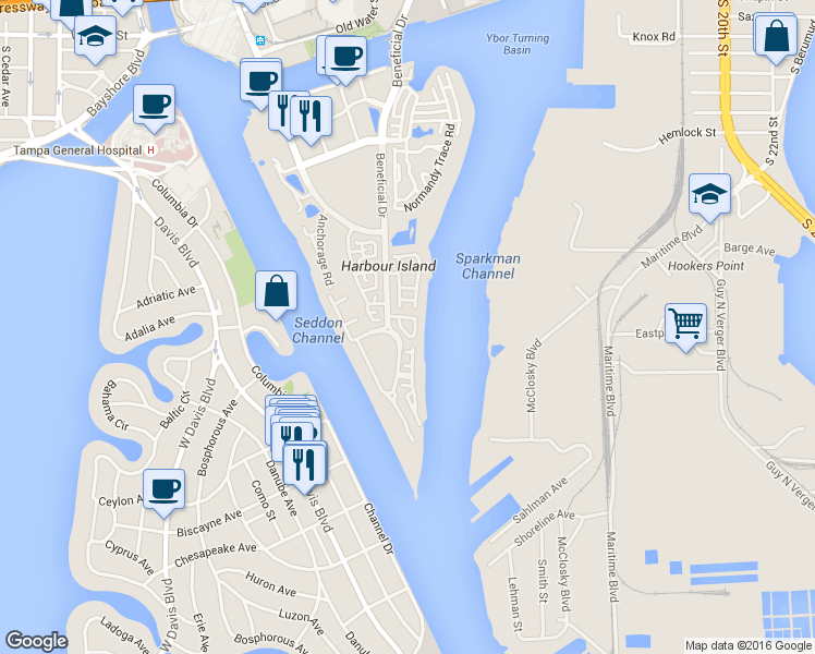 map of restaurants, bars, coffee shops, grocery stores, and more near 945 Hemingway Circle in Tampa