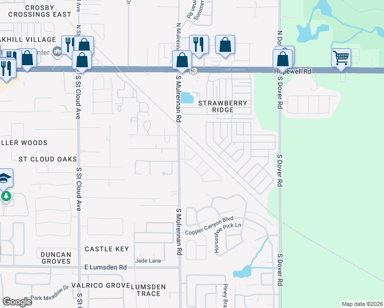 map of restaurants, bars, coffee shops, grocery stores, and more near 3412 Palm Beach Drive in Valrico