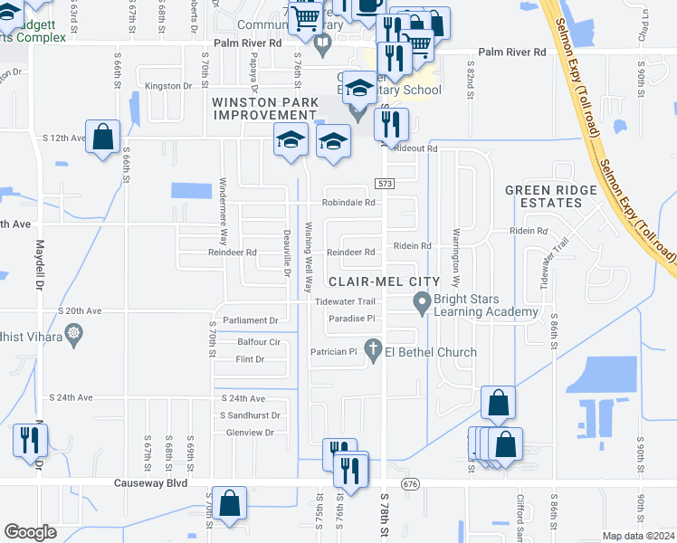 map of restaurants, bars, coffee shops, grocery stores, and more near 1709 Carnegie Circle in Tampa