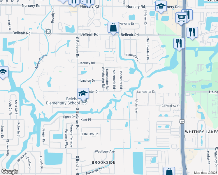 map of restaurants, bars, coffee shops, grocery stores, and more near 1785 Dorchester Road in Clearwater