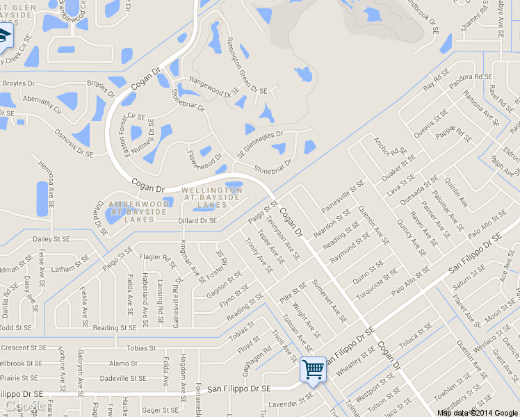 map of restaurants, bars, coffee shops, grocery stores, and more near 675 Paigo St SE in Palm Bay