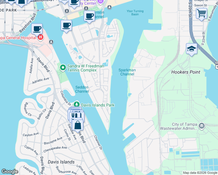 map of restaurants, bars, coffee shops, grocery stores, and more near 945 Hemingway Circle in Tampa