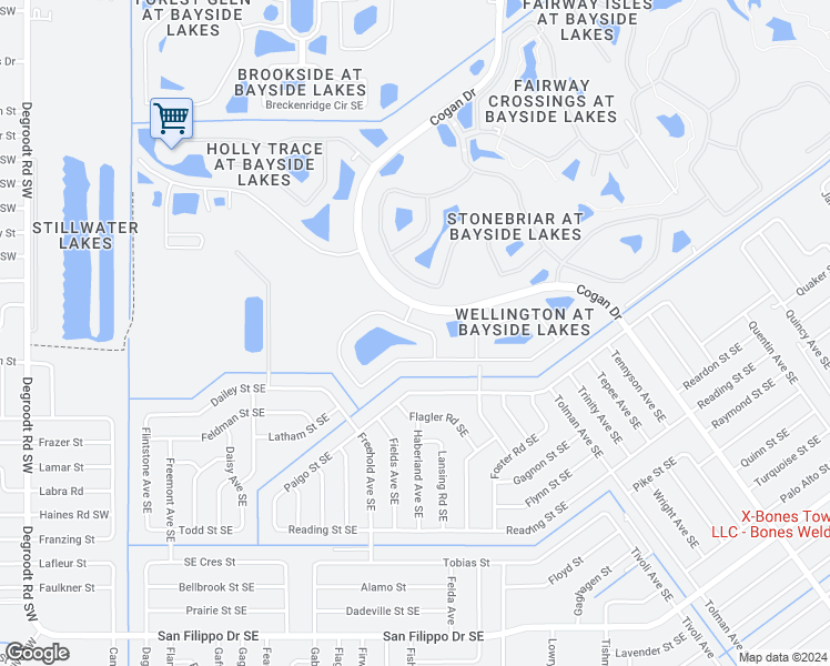 map of restaurants, bars, coffee shops, grocery stores, and more near 471 Dillard Drive Southeast in Palm Bay