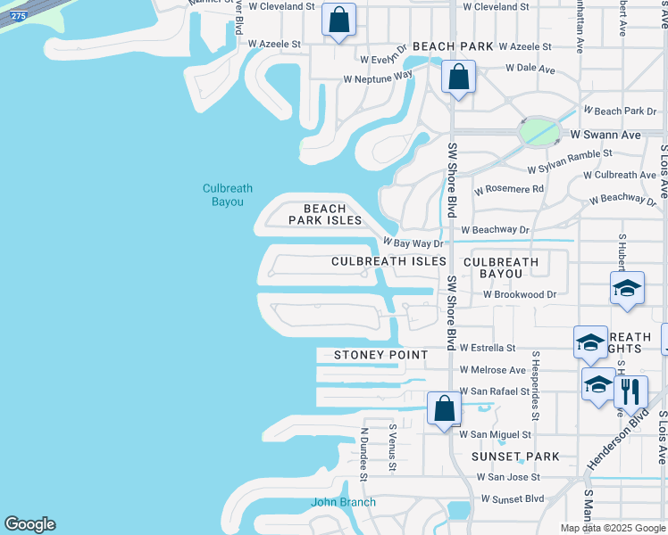 map of restaurants, bars, coffee shops, grocery stores, and more near 4912 New Providence Avenue in Tampa
