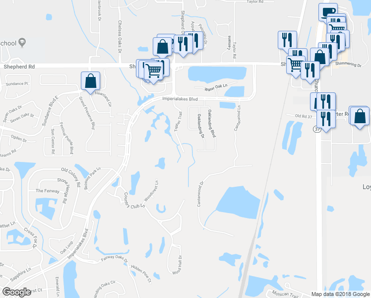 map of restaurants, bars, coffee shops, grocery stores, and more near 6125 Topher Trail in Mulberry