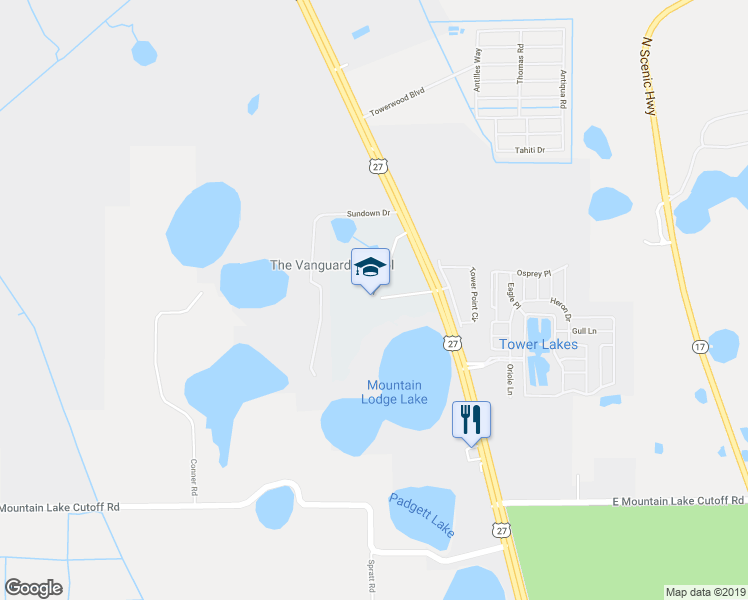map of restaurants, bars, coffee shops, grocery stores, and more near 22000 North US Highway 27 in Lake Wales