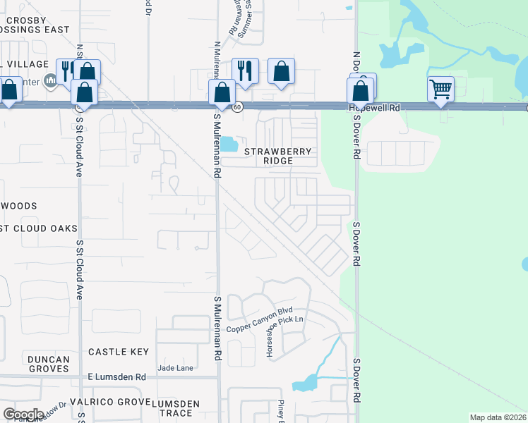 map of restaurants, bars, coffee shops, grocery stores, and more near 814 Cape Cod Circle in Valrico