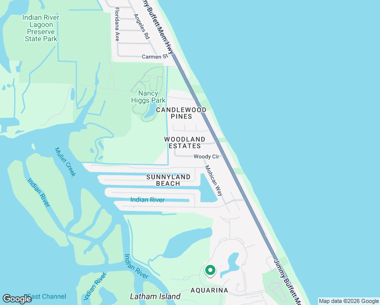 map of restaurants, bars, coffee shops, grocery stores, and more near 303 Woody Circle in Melbourne Beach