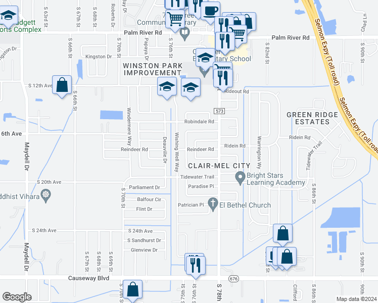 map of restaurants, bars, coffee shops, grocery stores, and more near 1702 Lancelot Loop in Tampa