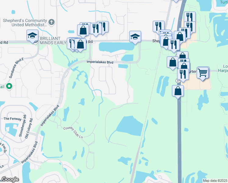 map of restaurants, bars, coffee shops, grocery stores, and more near 477 Oaklanding Boulevard in Mulberry