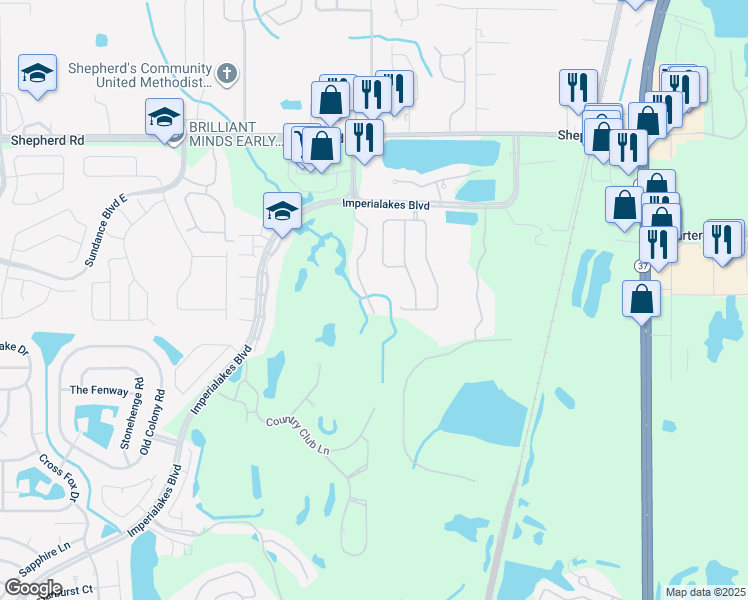 map of restaurants, bars, coffee shops, grocery stores, and more near 6109 Topher Trail in Mulberry