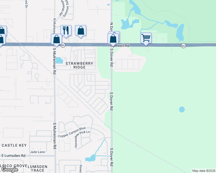 map of restaurants, bars, coffee shops, grocery stores, and more near 277 S Dover Rd in Dover
