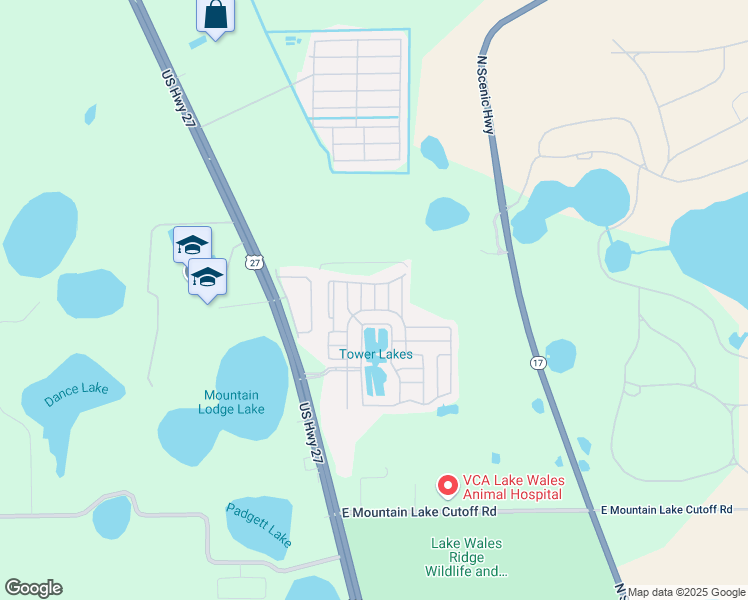 map of restaurants, bars, coffee shops, grocery stores, and more near 2210 Wren Place in Lake Wales
