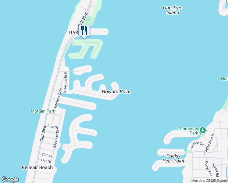 map of restaurants, bars, coffee shops, grocery stores, and more near 619 Belle Isle Avenue in Belleair Beach