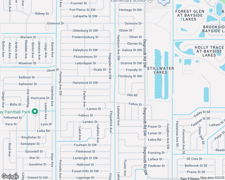 map of restaurants, bars, coffee shops, grocery stores, and more near 2573 Hagoplan Avenue Southwest in Palm Bay