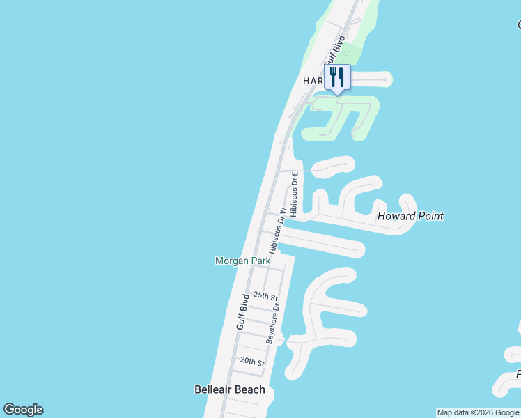 map of restaurants, bars, coffee shops, grocery stores, and more near 3100 Gulf Boulevard in Belleair Beach