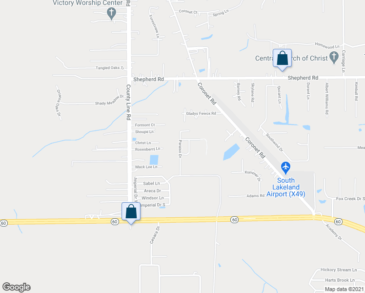 map of restaurants, bars, coffee shops, grocery stores, and more near 553 Paraiso Drive in Mulberry