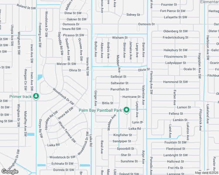 map of restaurants, bars, coffee shops, grocery stores, and more near 843 Parrotfish Street in Palm Bay