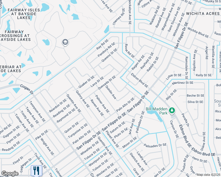map of restaurants, bars, coffee shops, grocery stores, and more near 2531 Quinlin Avenue in Palm Bay