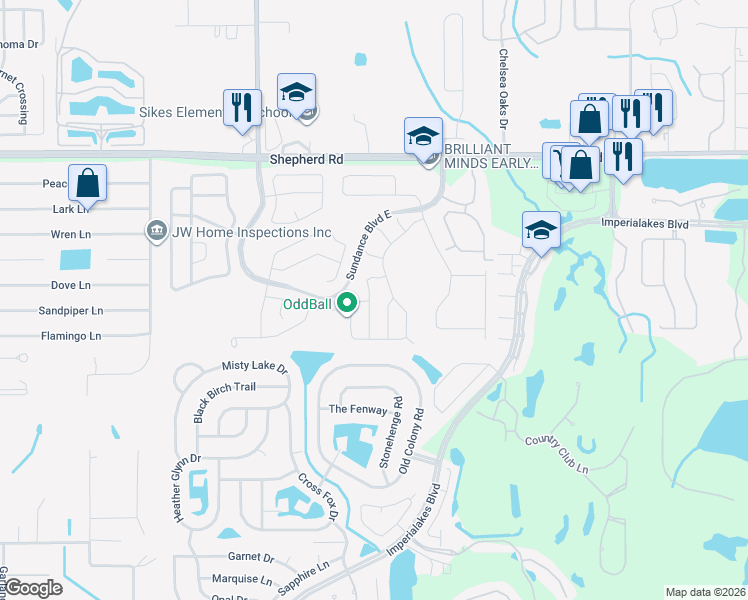 map of restaurants, bars, coffee shops, grocery stores, and more near 4208 Festival Pointe Boulevard in Mulberry