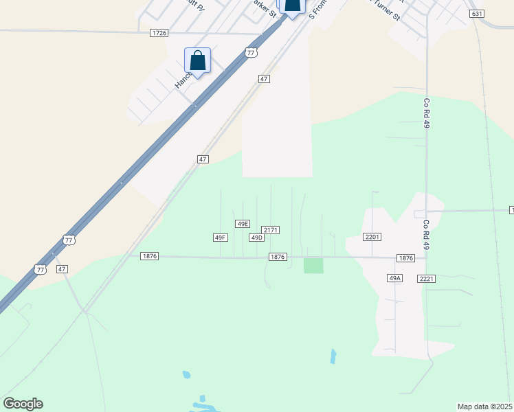 map of restaurants, bars, coffee shops, grocery stores, and more near County Road 49D in Odem