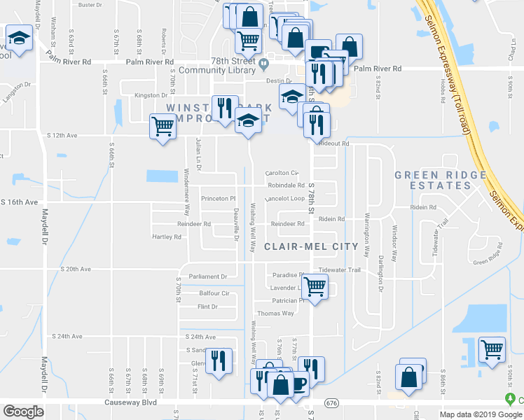 map of restaurants, bars, coffee shops, grocery stores, and more near 1533 Lancelot Loop in Tampa
