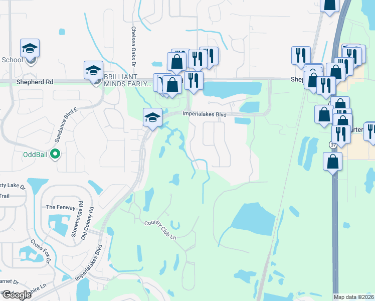 map of restaurants, bars, coffee shops, grocery stores, and more near 6084 Topher Trail in Mulberry