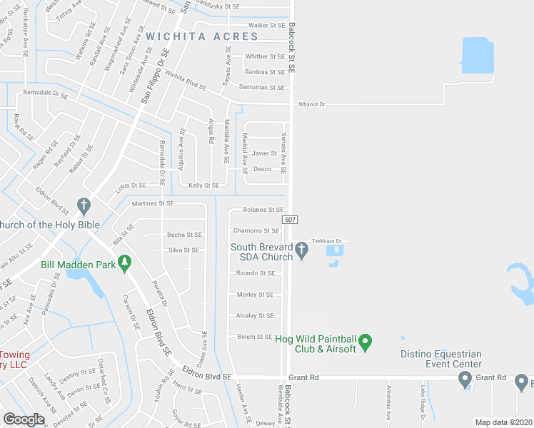 map of restaurants, bars, coffee shops, grocery stores, and more near 1676 Bolanos Street Southeast in Palm Bay