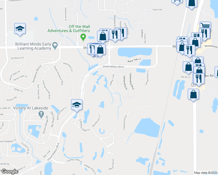 map of restaurants, bars, coffee shops, grocery stores, and more near 6088 Topher Trail in Mulberry