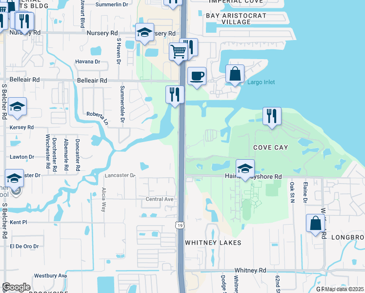 map of restaurants, bars, coffee shops, grocery stores, and more near 17722 U.S. 19 in Clearwater