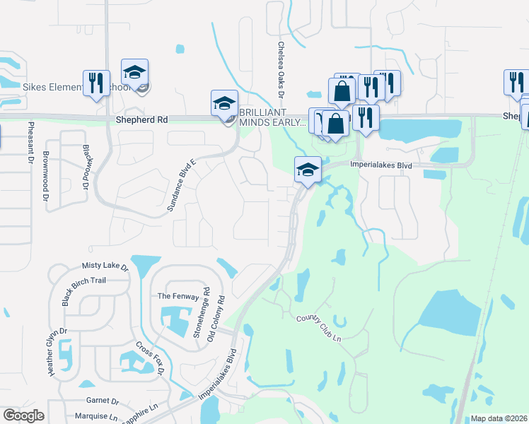map of restaurants, bars, coffee shops, grocery stores, and more near 3030 Grand Preserve Boulevard in Mulberry