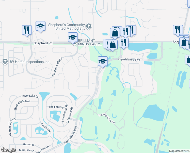map of restaurants, bars, coffee shops, grocery stores, and more near 1865 Pine Run in Mulberry
