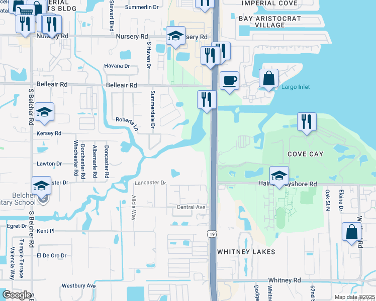 map of restaurants, bars, coffee shops, grocery stores, and more near 17722 U.S. 19 in Clearwater