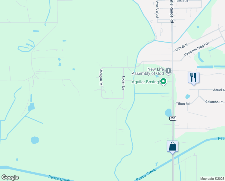 map of restaurants, bars, coffee shops, grocery stores, and more near 612 Morgan Road in Winter Haven