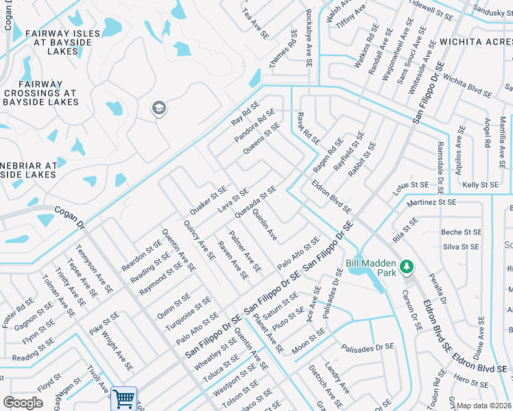 map of restaurants, bars, coffee shops, grocery stores, and more near 2531 Quinlin Avenue in Palm Bay