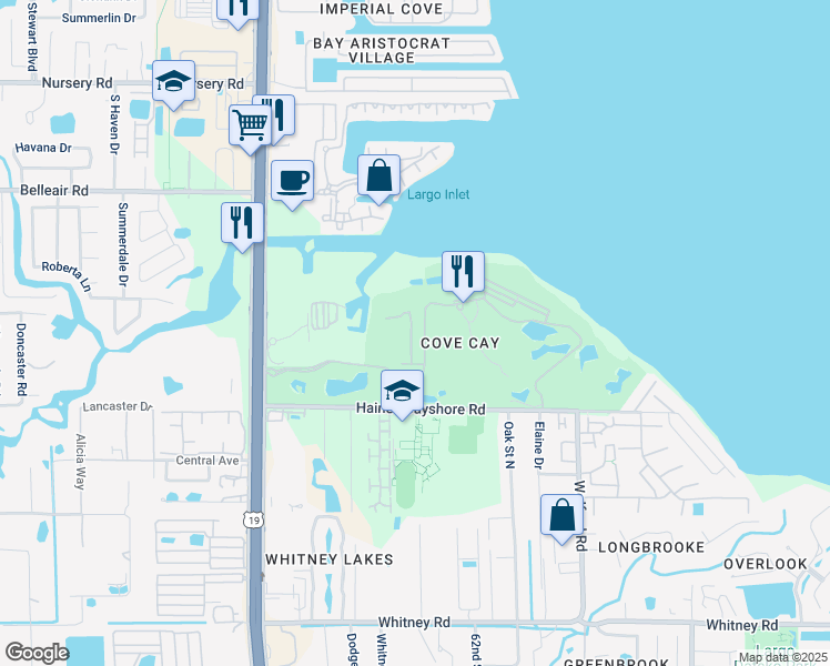 map of restaurants, bars, coffee shops, grocery stores, and more near 2700 Cove Cay Drive in Clearwater