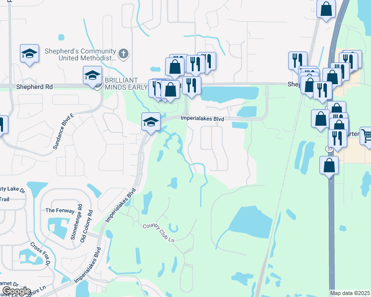 map of restaurants, bars, coffee shops, grocery stores, and more near 6068 Topher Trail in Mulberry