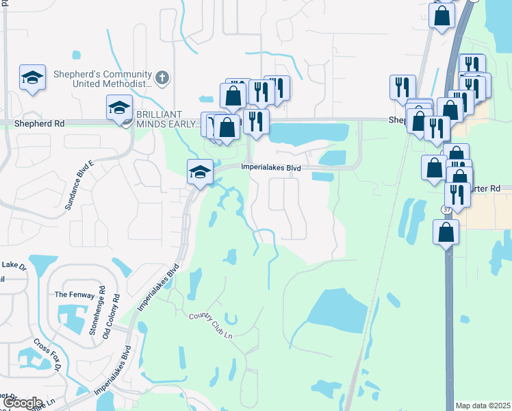 map of restaurants, bars, coffee shops, grocery stores, and more near 6003 Topher Trail in Mulberry