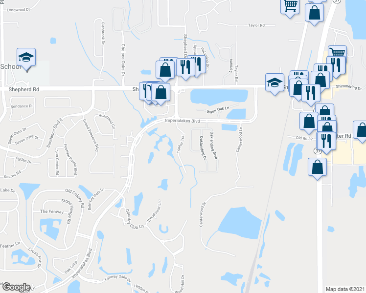 map of restaurants, bars, coffee shops, grocery stores, and more near 6003 Topher Trail in Mulberry